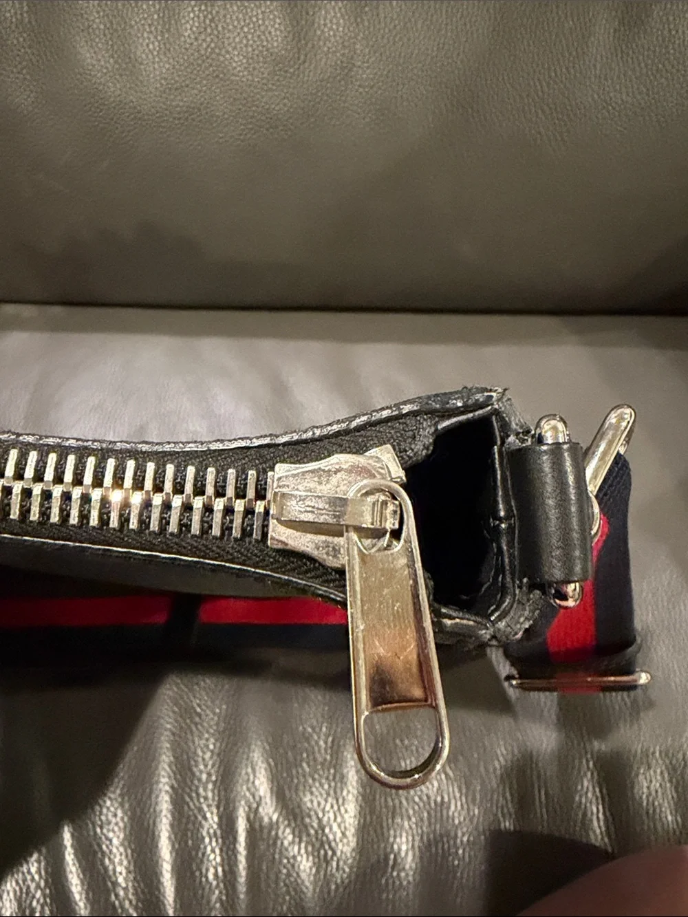 Gucci Black Messenger Bag with Red-Blue Web Strap